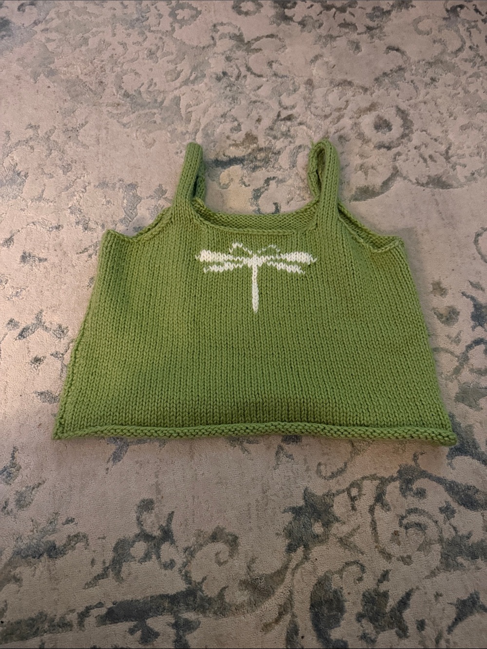 Green Knit Dragonfly Crop Camisole - Women's Sleeveless Top